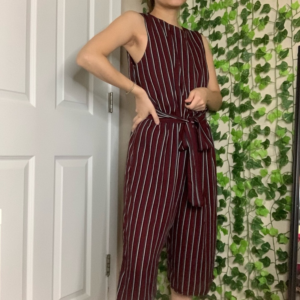 one❤️clothing maroon/green/white stripe jumper